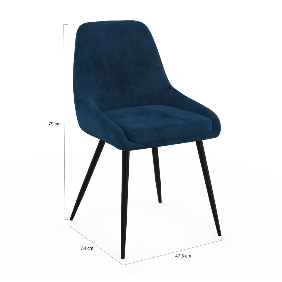 Chaises Olivia assise mix de couleurs : 1x gris foncé, 1x gris clair, 2x bleu - lot de 4