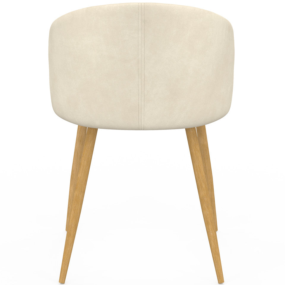Chaises Léona velours crème et pieds métal bois - lot de 4