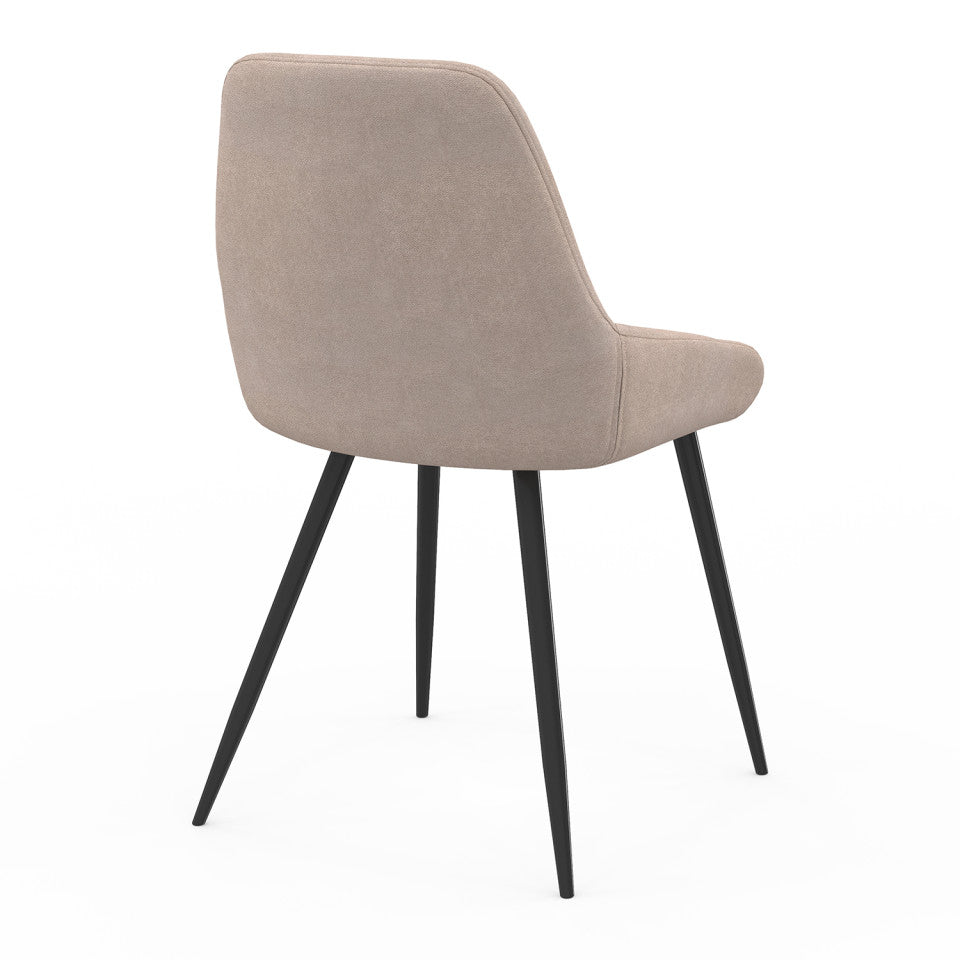 Chaises Ornella tissu taupe et pieds métal - lot de 4