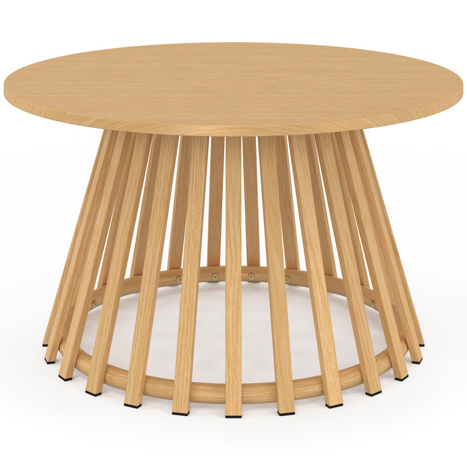 Table basse de jardin ronde Hortensia métal effet bois Ø70cm