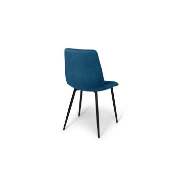 Chaises Linda en velours mix de couleurs : 2x bleu, 1x gris clair, 2x gris foncé et 1x jaune - lot de 6