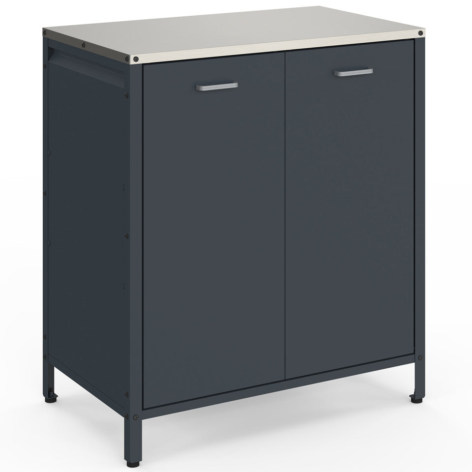 Meuble cuisine extérieure Alméria gris 2 portes + étagères