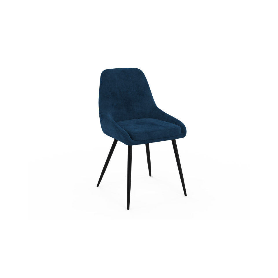 Chaises Olivia assise bleu pieds métal - lot de 2