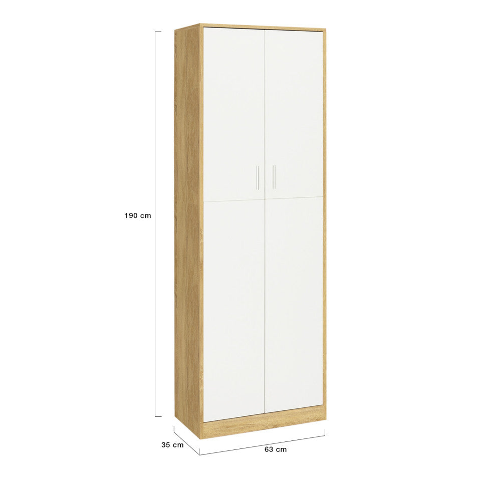Armoire Mimosa 2 portes effet hêtre et blanc