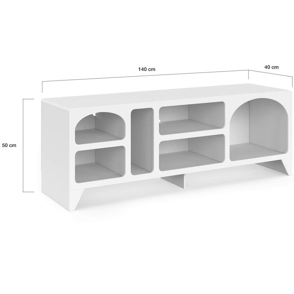 Meuble TV Alanya organique blanc 140cm
