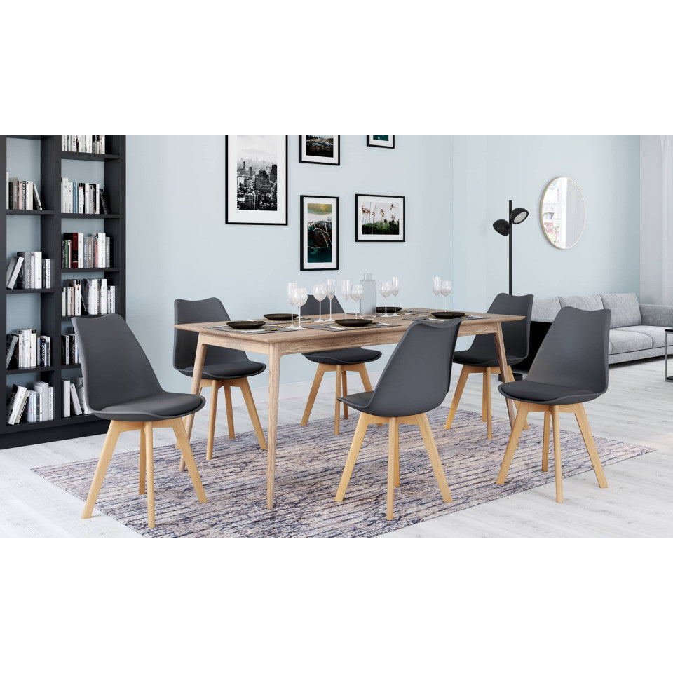 Chaises Nordia gris foncé avec assise matelassée - lot de 6