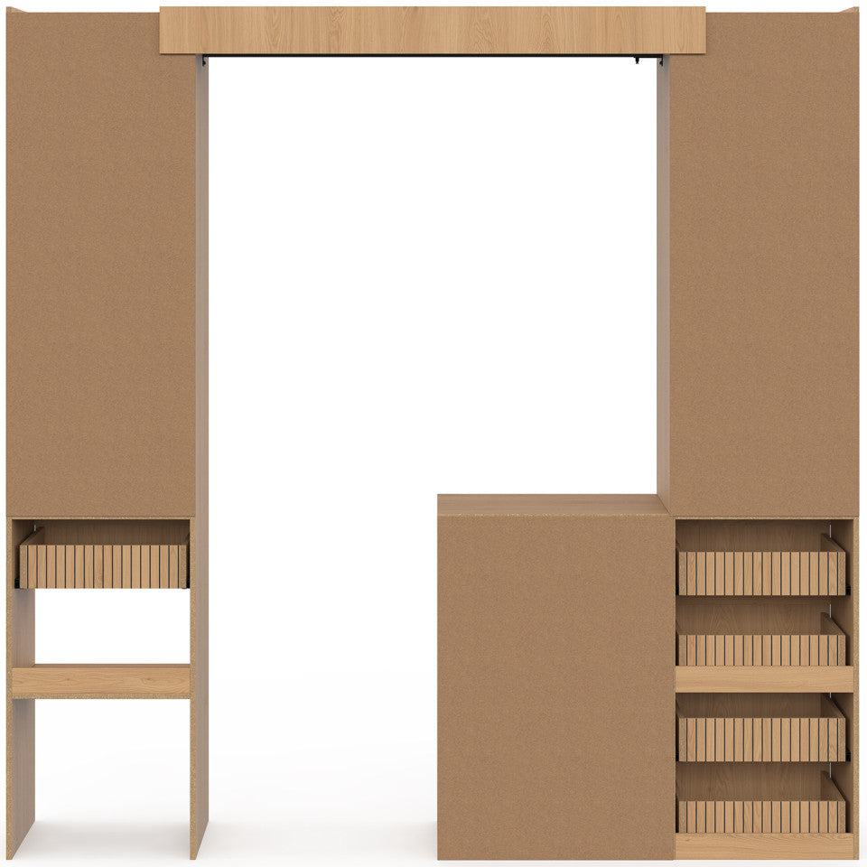 Dressing Faustine extensible 120-180cm 5 tiroirs effet lattes