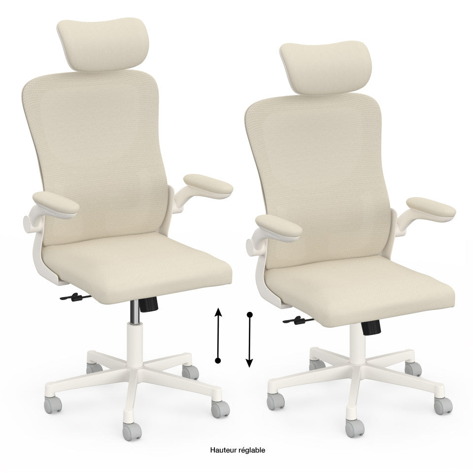 Fauteuil de bureau à roulettes James beige