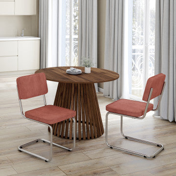 Chaises Naya bouclette terracotta pied métal - lot de 4