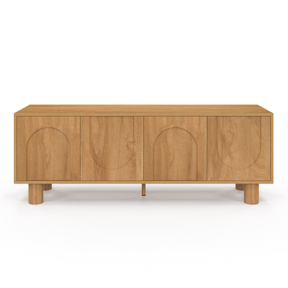 Meuble TV Arlo effet chêne 4 portes 140cm