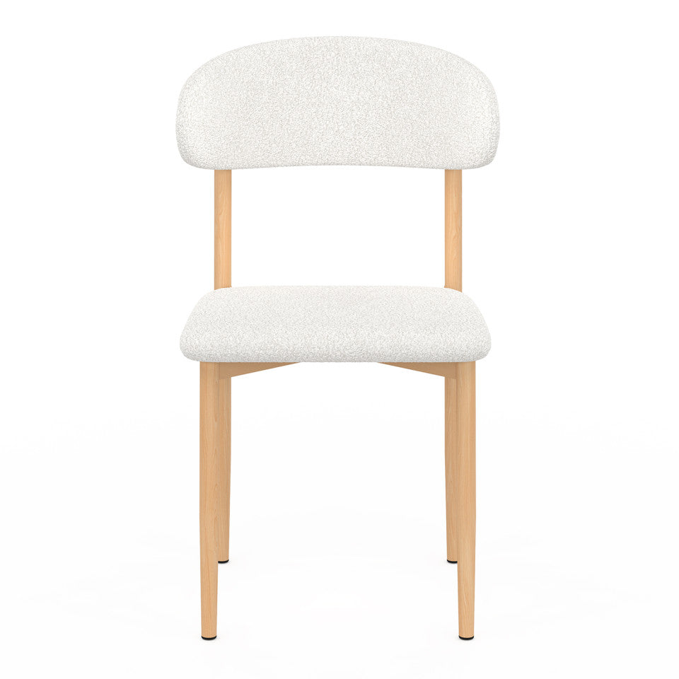 Chaises Callisto bouclette et pieds effet hêtre - lot de 6