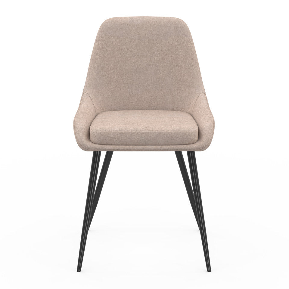 Chaises Ornella tissu taupe et pieds métal - lot de 4