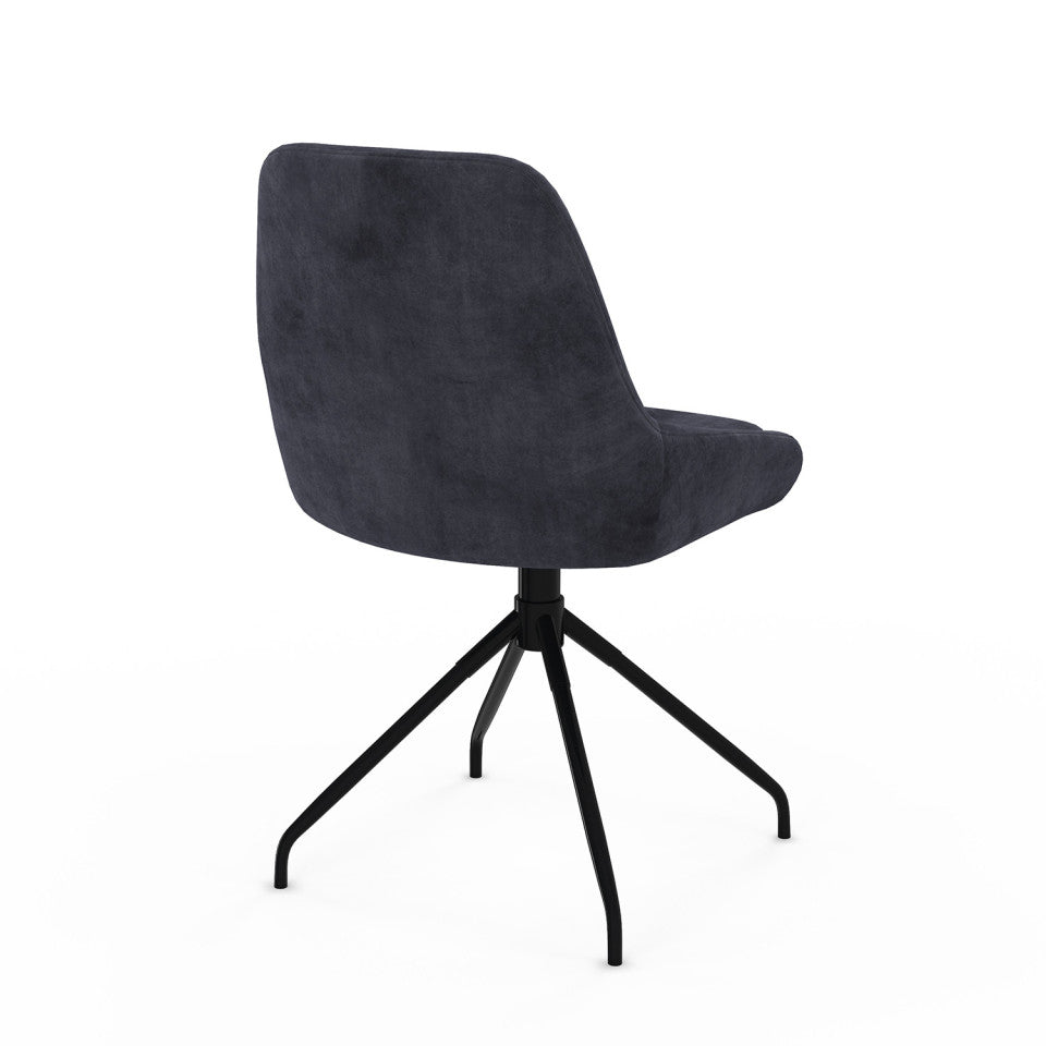 Chaises Olivia assise pivotante gris foncé pieds métal - lot de 4