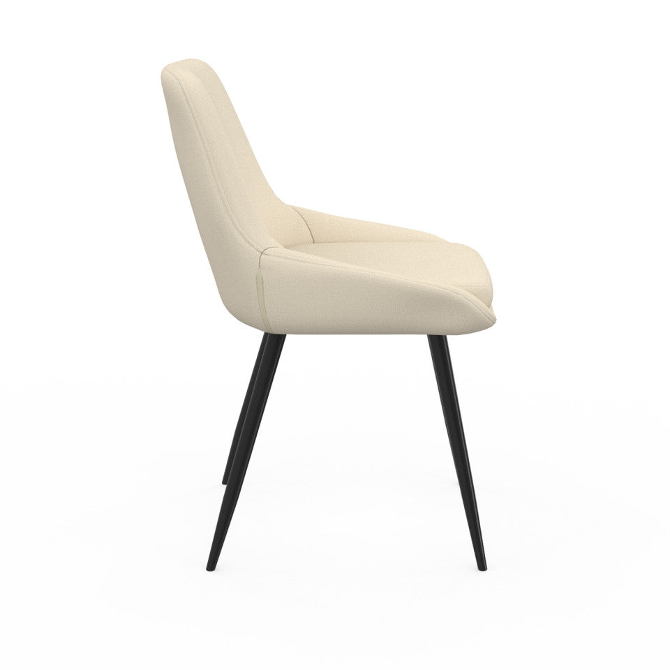 Chaises Ornella assise tissu beige et pieds métal noirs - lot de 2