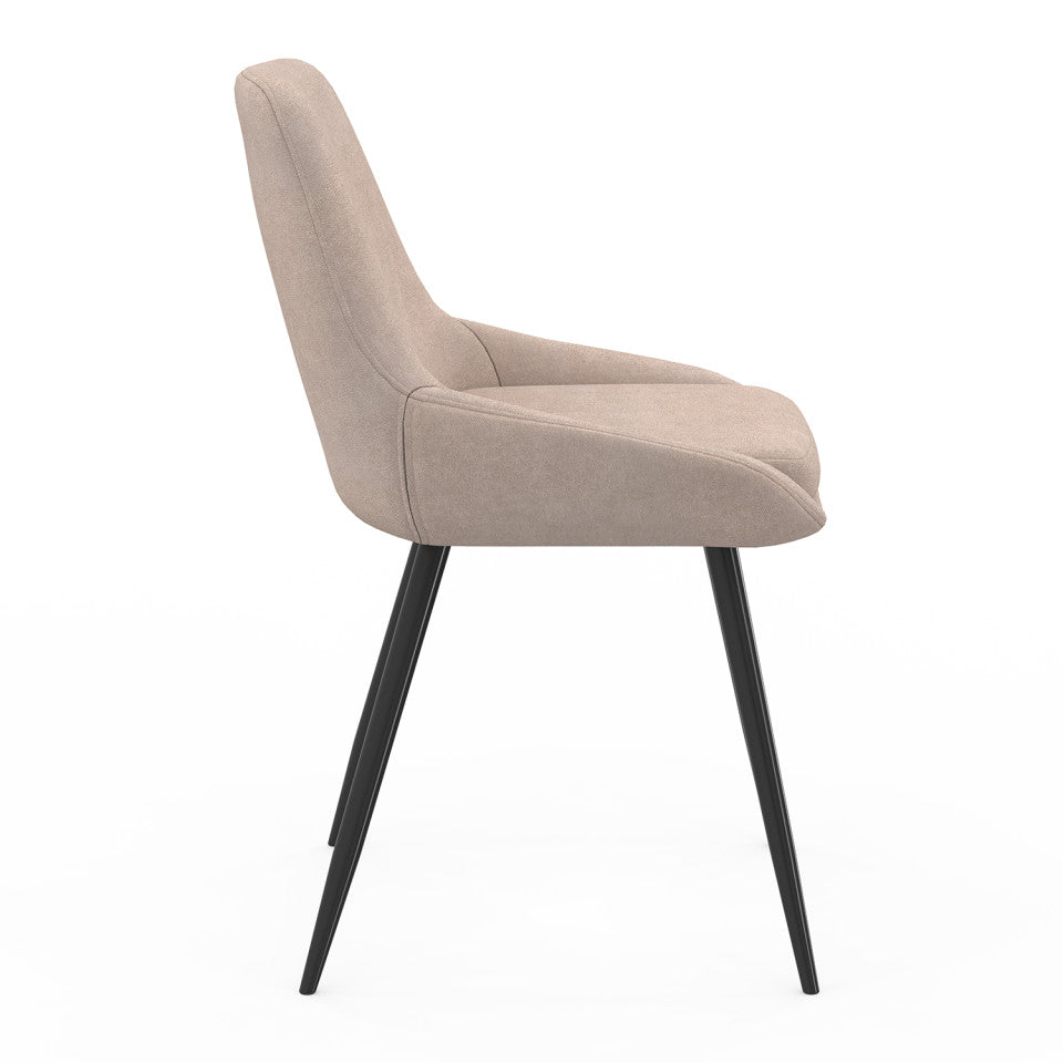Chaises Ornella tissu taupe et pieds métal - lot de 4