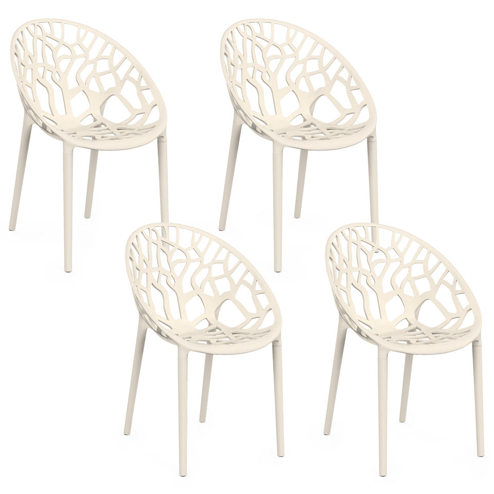 Chaises de jardin empilables Mira beiges - lot de 4