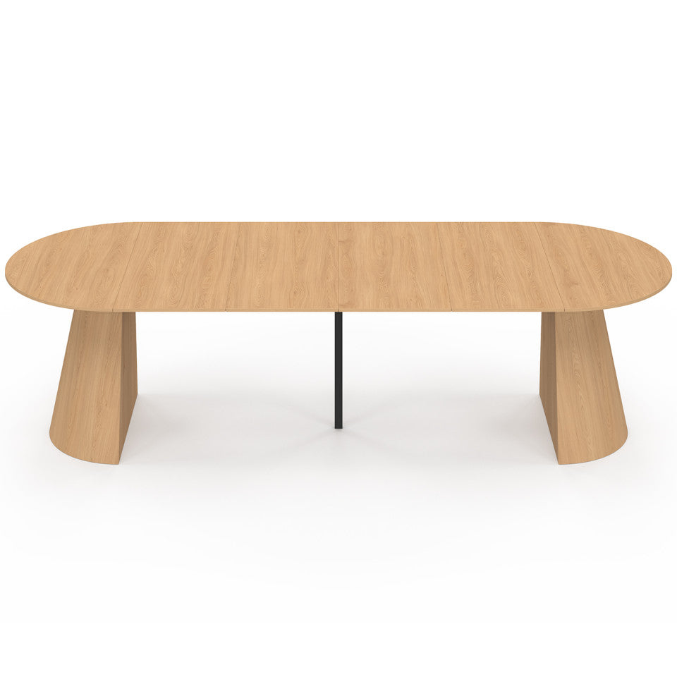 Table à manger ronde extensible Elvis effet hêtre Ø110-300cm