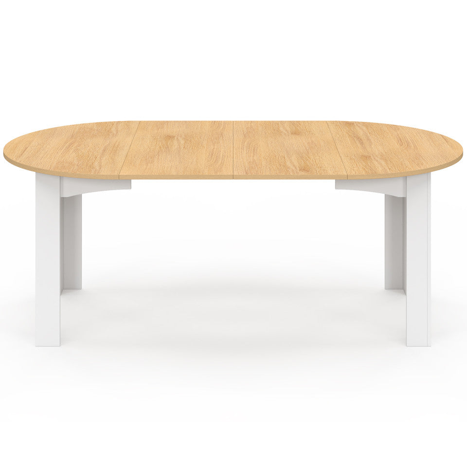 Table à manger ronde extensible Dina bois blanc Ø110-200cm