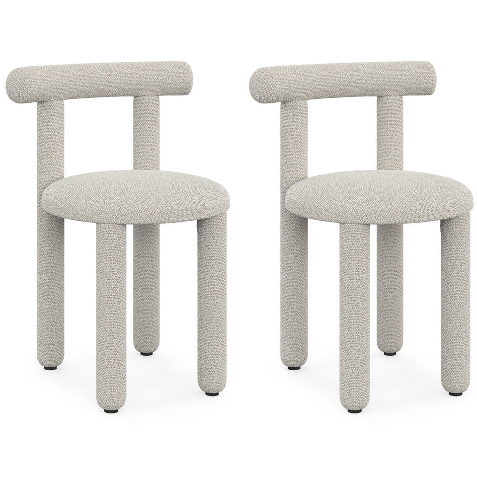 Chaises Rania tissu bouclette crème - lot de 2