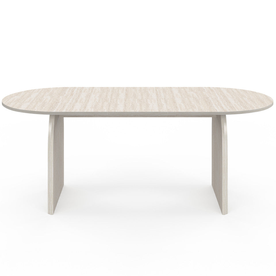 Table à manger extensible Japandi 160-200cm effet travertin