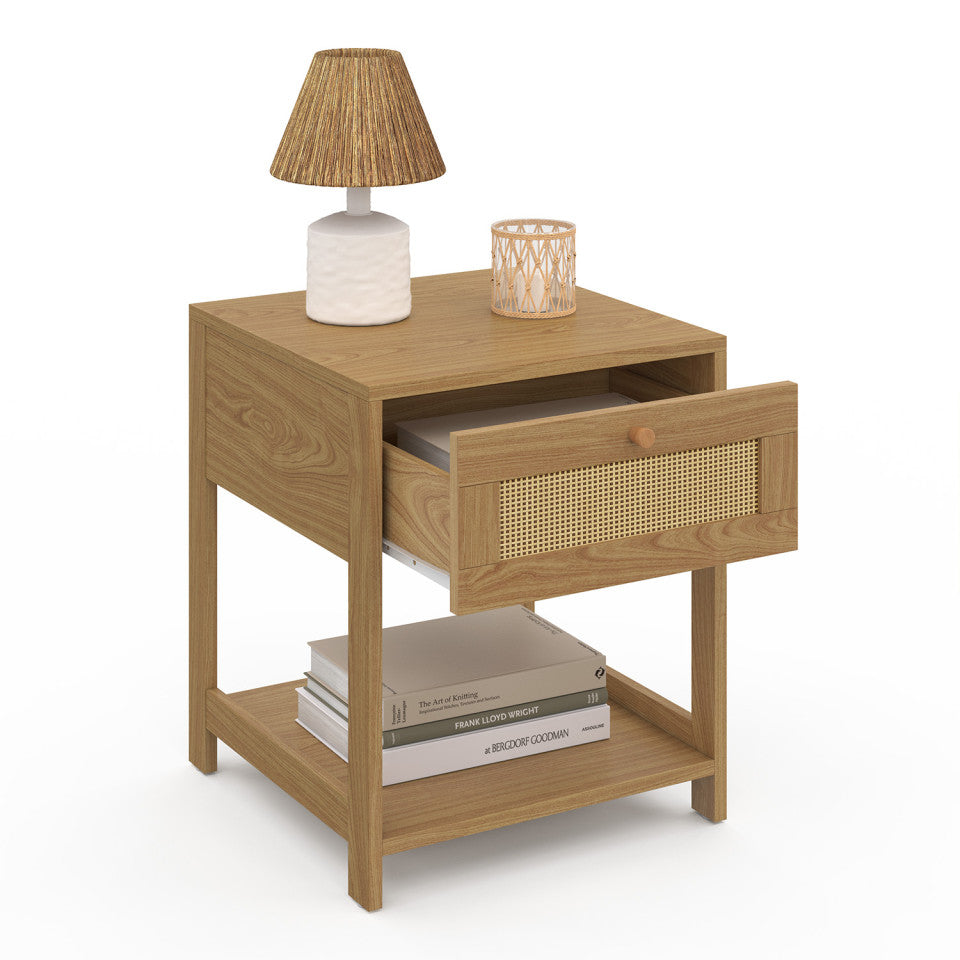 Tables de chevet Erin en cannage 1 tiroir - lot de 2