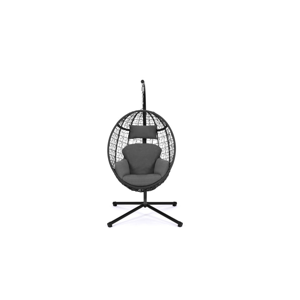 Fauteuil œuf suspendu avec coussin intégré gris