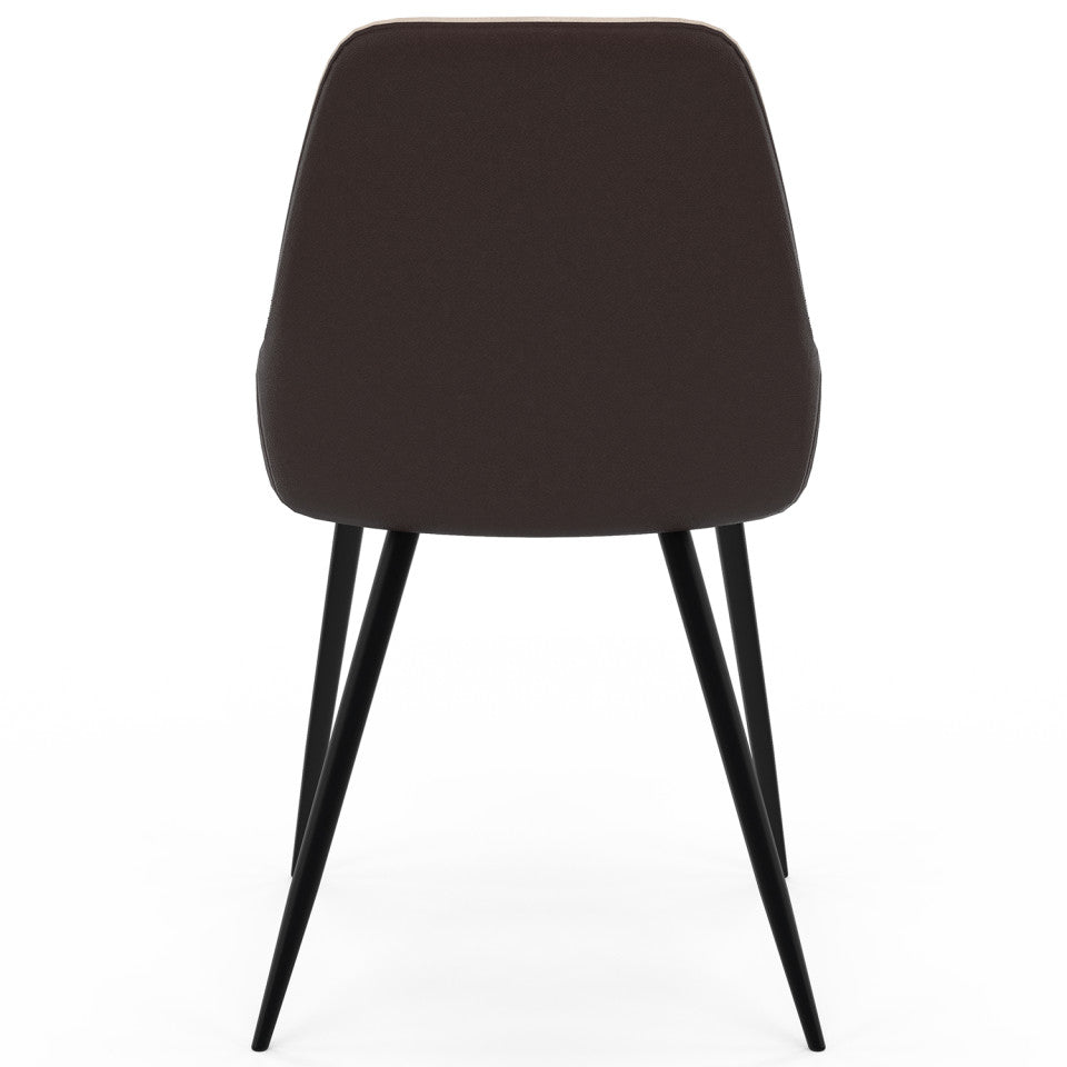 Chaises Ornella bi-matière taupe et marron pieds métal noirs - lot de 4