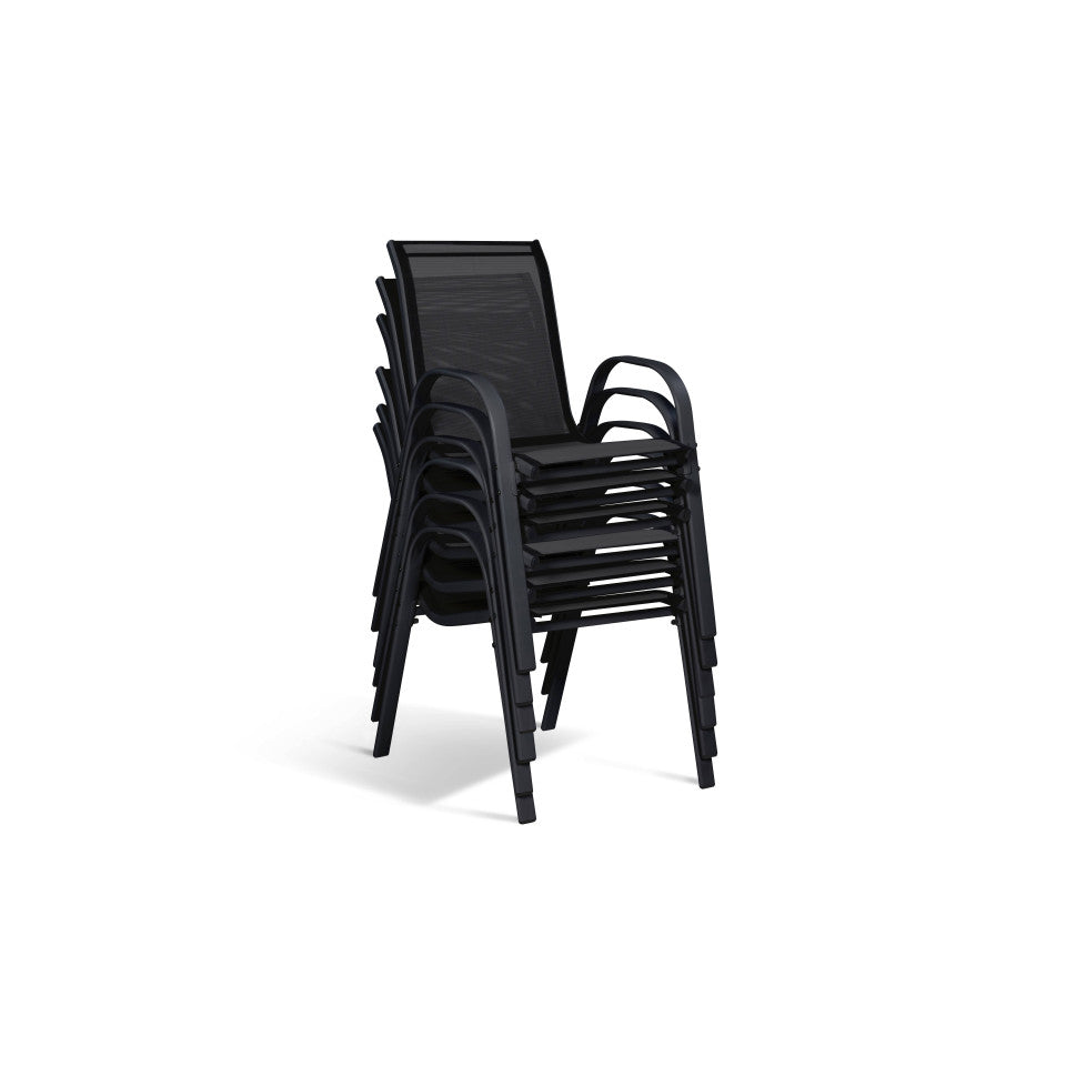 Chaises de jardin empilables en textilène mix de couleurs - lot de 6