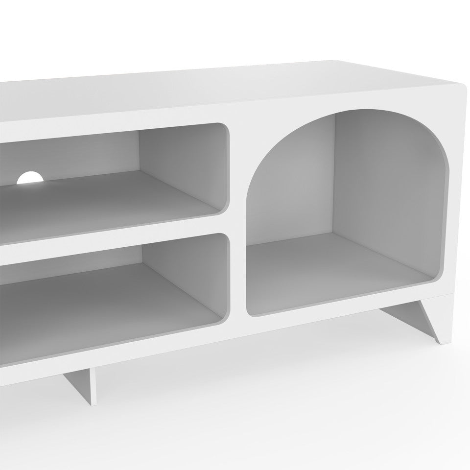 Meuble TV Alanya organique blanc 140cm