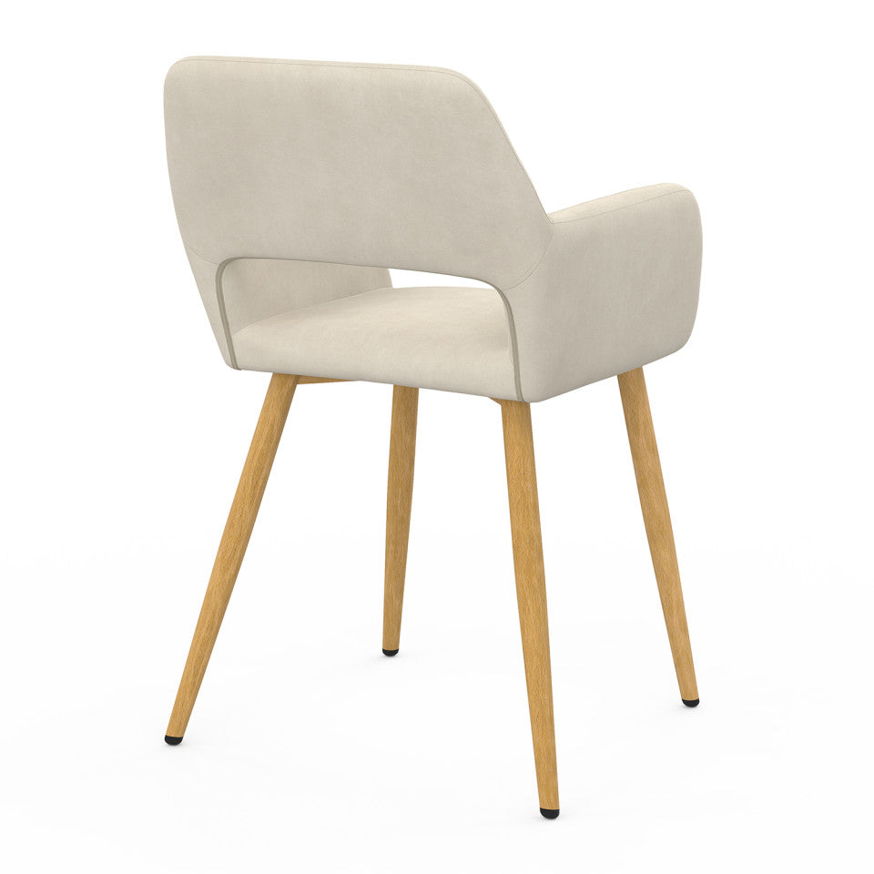 Chaises Heidi en velours beige et pieds bois - lot de 2
