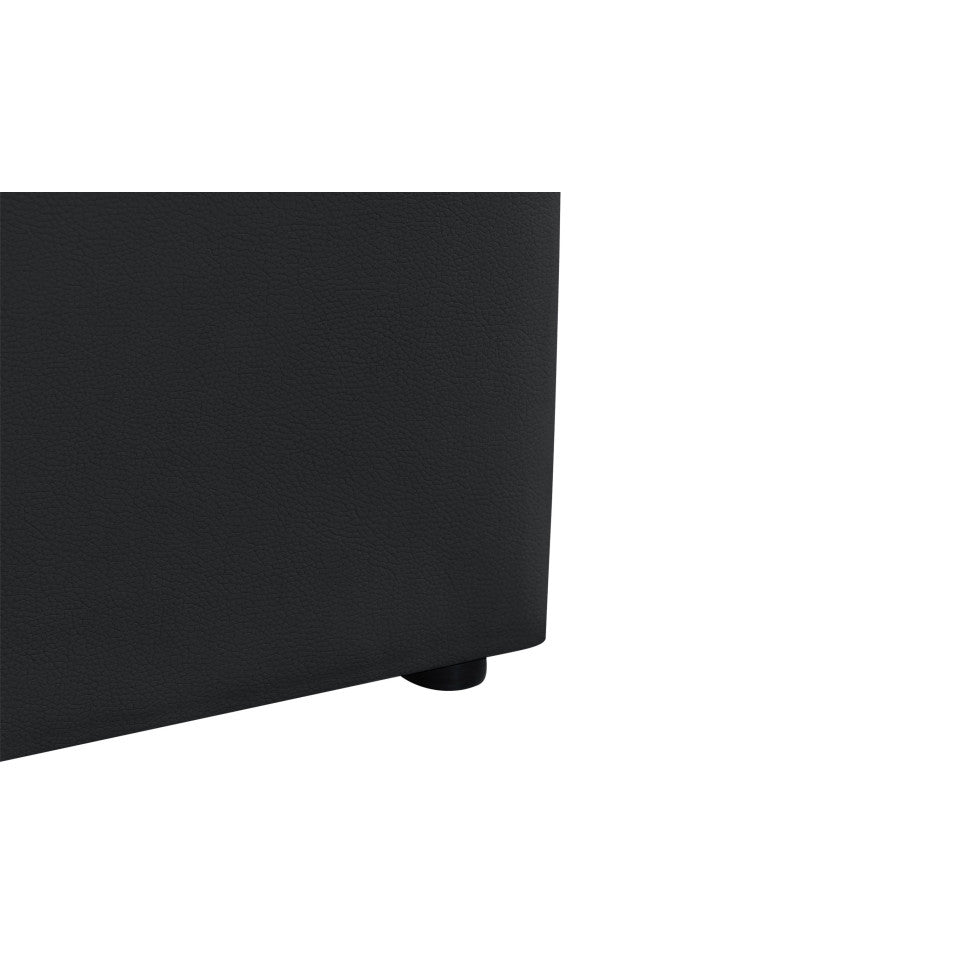 Lit coffre Hanna en PVC noir avec sommier et tête de lit 160x200cm