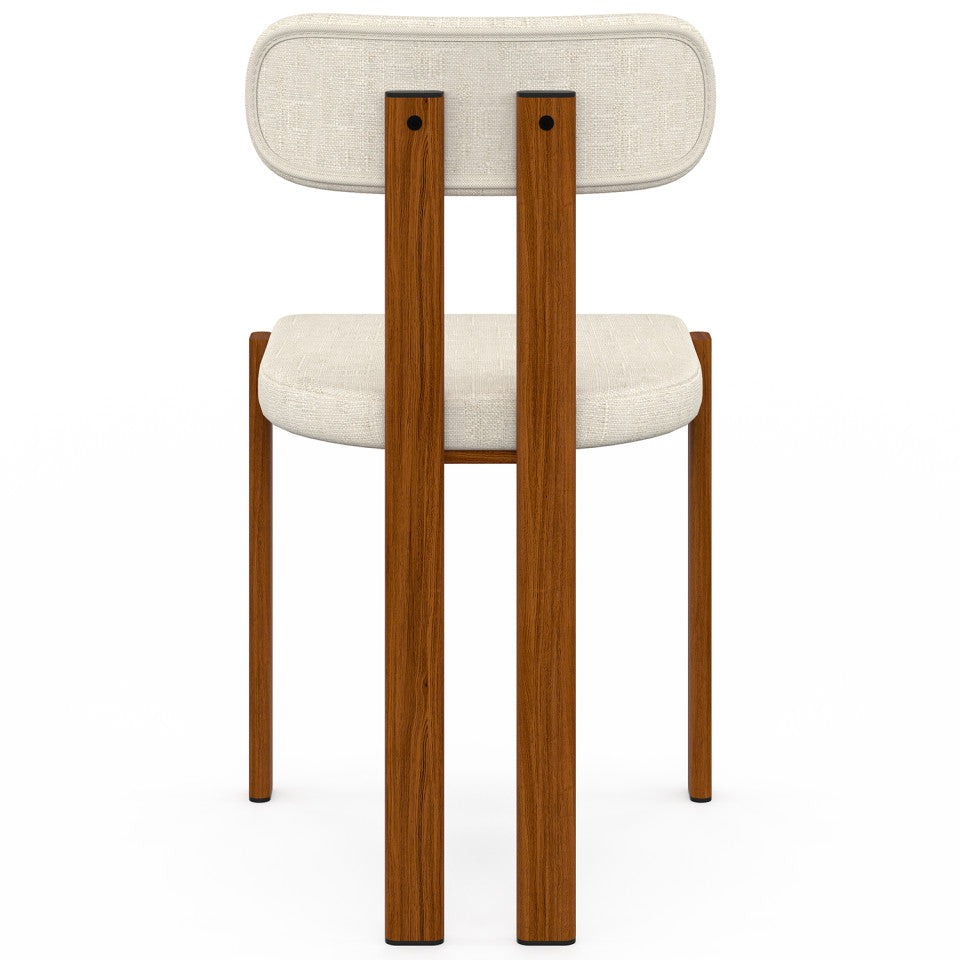 Chaises Elsa bouclette pieds effet noyer - lot de 4