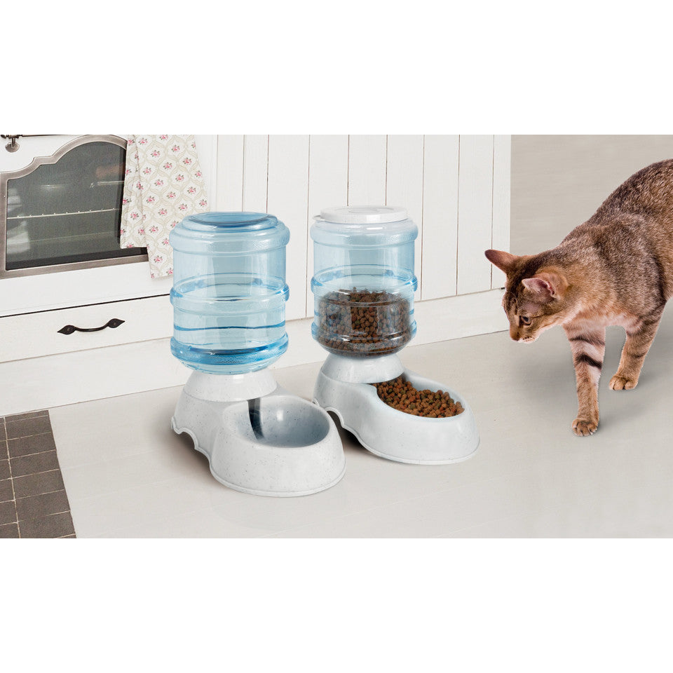 Distributeurs automatiques eau et nourriture pour animaux  - Lot de 2