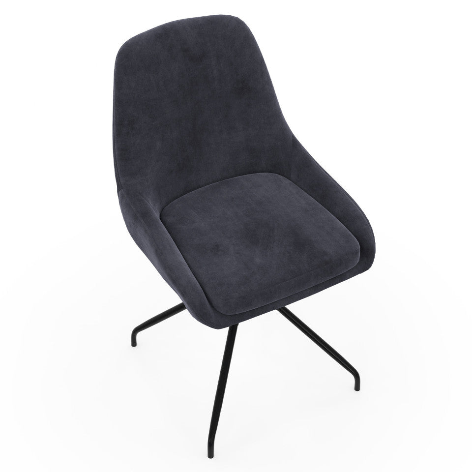 Chaises Olivia assise pivotante gris foncé pieds métal - lot de 4