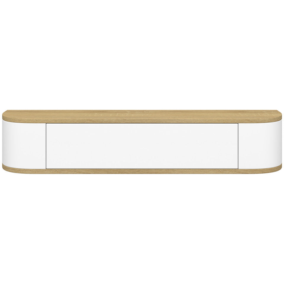 Console suspendue Elora 1 porte effet hêtre et blanc