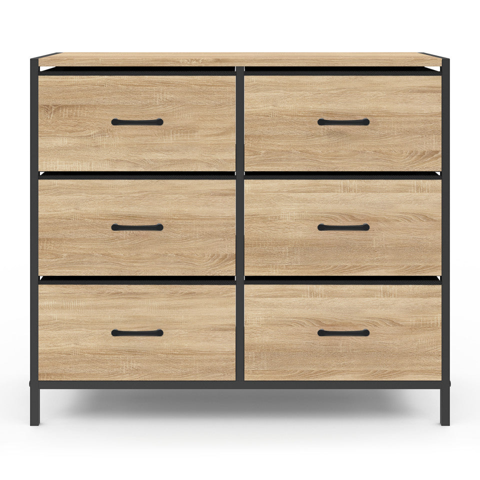Commode Iris 6 tiroirs en bois et tissu