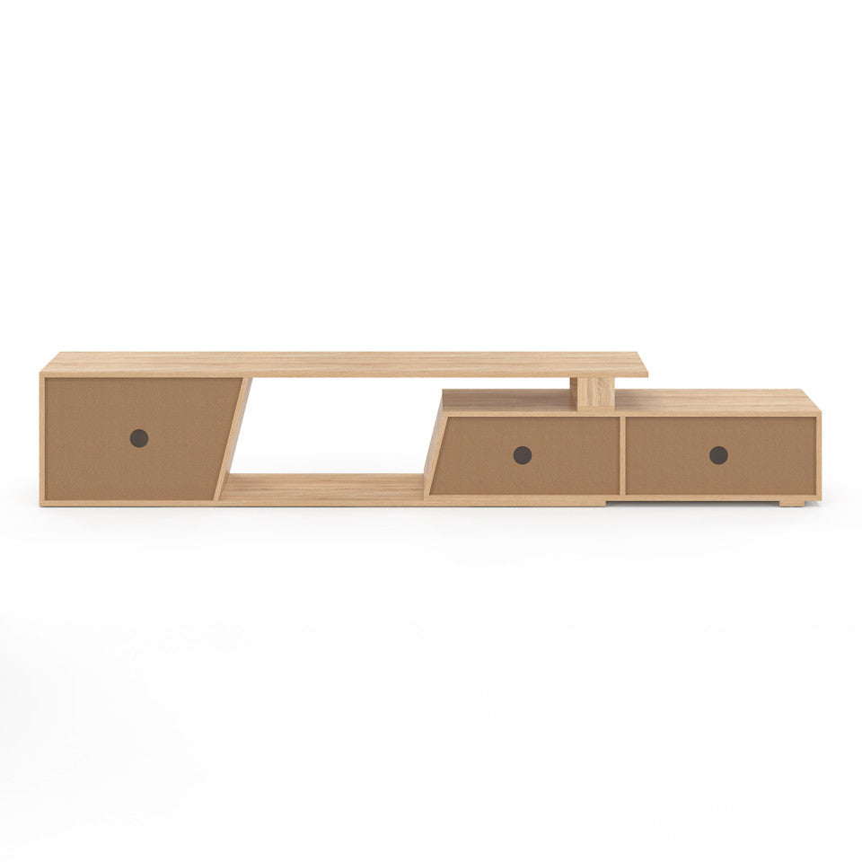 Meuble TV extensible Livona bois et blanc L180-270cm