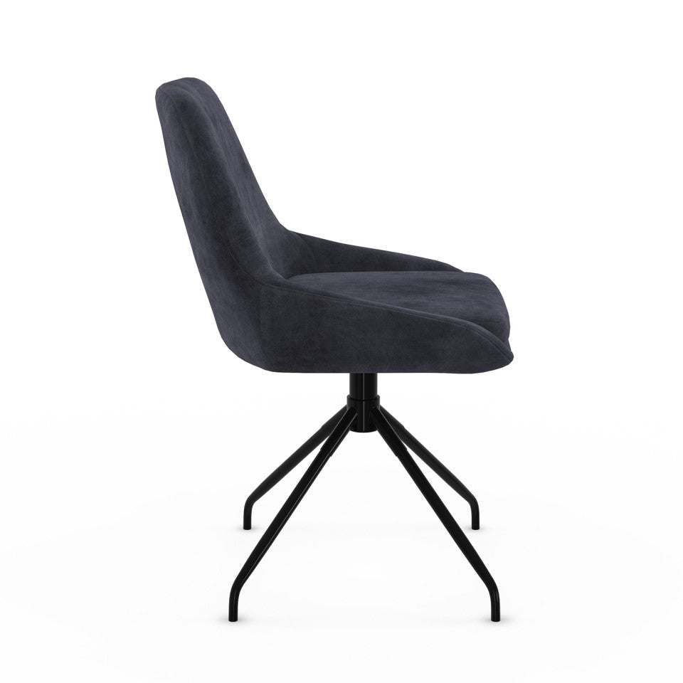 Chaises Olivia assise pivotante gris foncé pieds métal - lot de 4