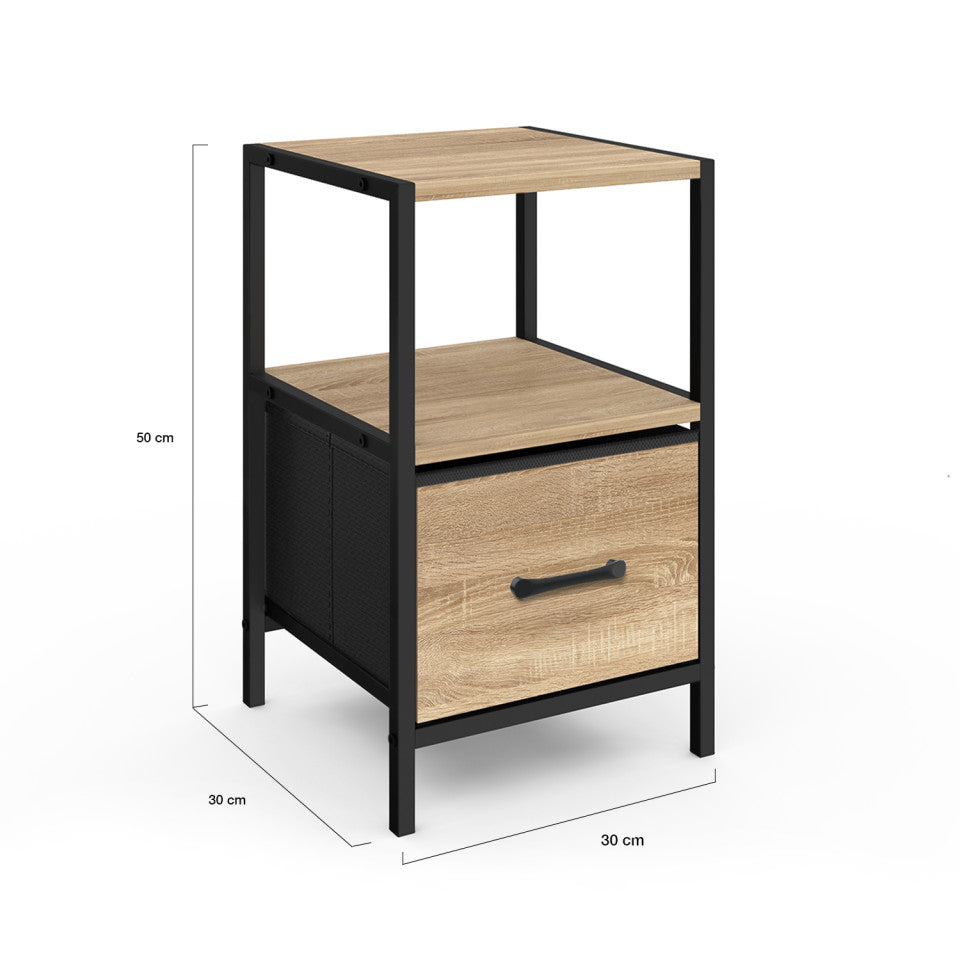 Tables de chevet Iris avec 1 tiroir et 1 niche - lot de 2