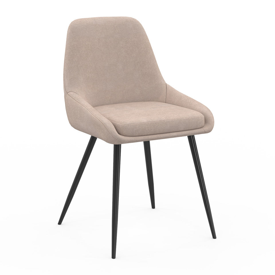 Chaises Ornella tissu taupe et pieds métal - lot de 4