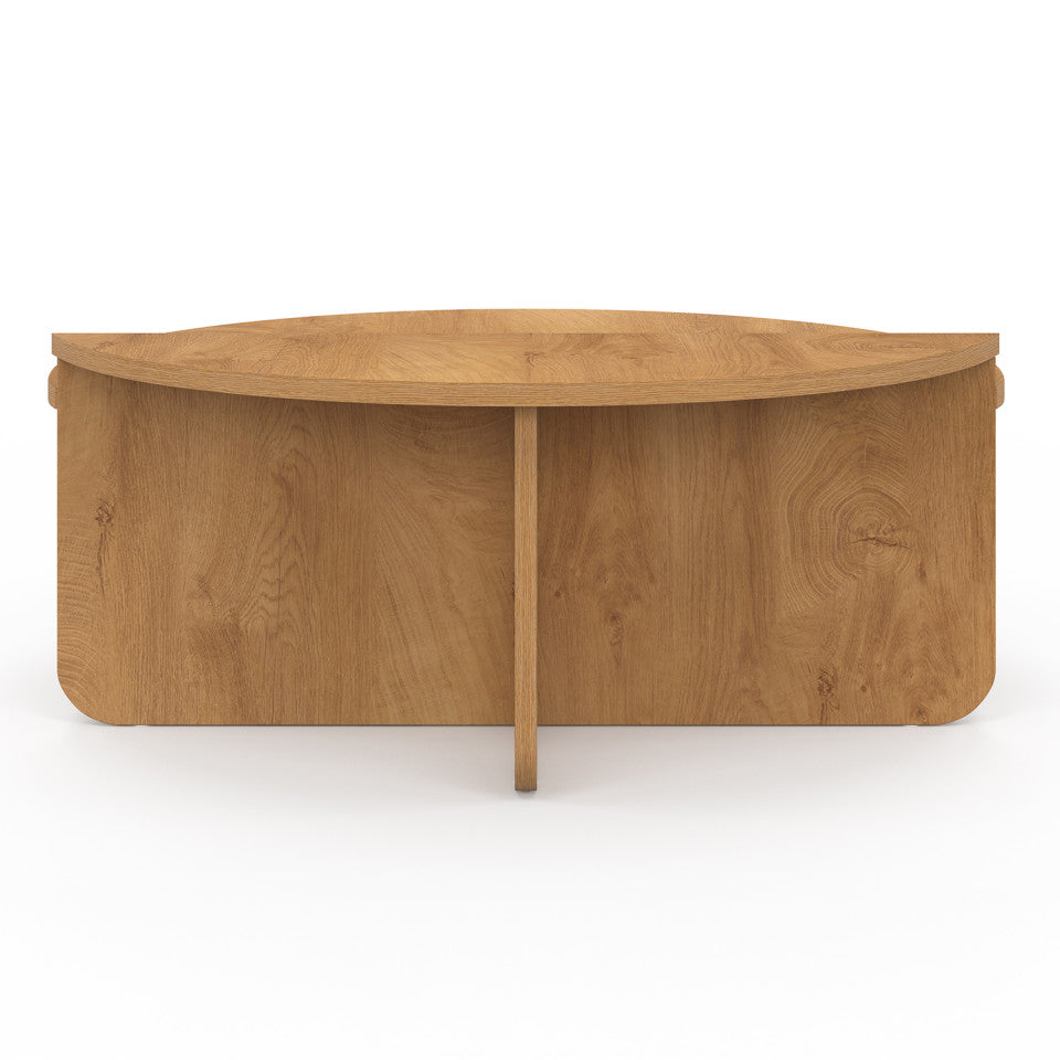 Tables basses rondes asymétriques effet bois