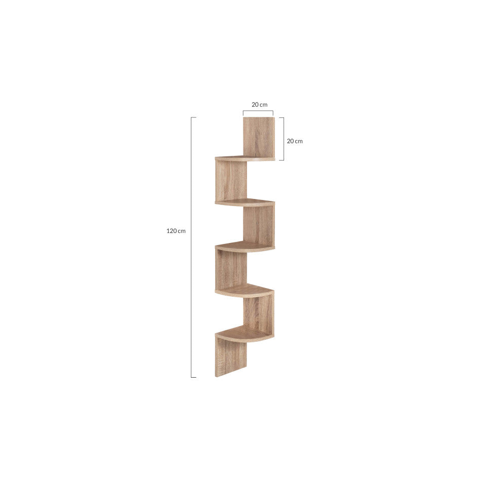 Etagère murale d'angle avec niches Hêtre  120cm
