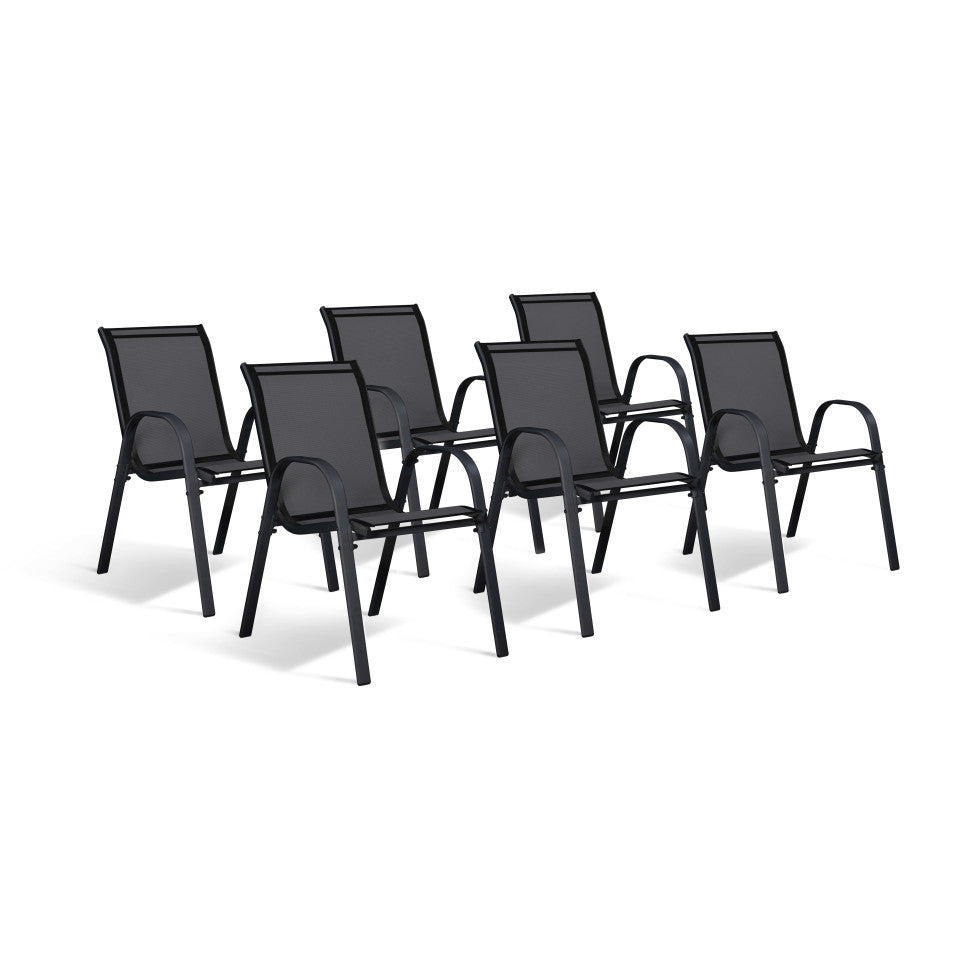 Chaises de jardin empilables en textilène mix de couleurs - lot de 6