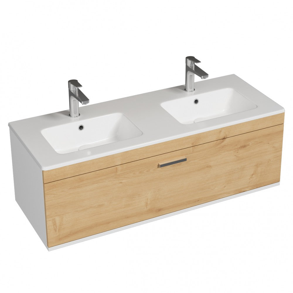 Meuble double vasque Rubite 1 tiroir  120 cm + miroir cadre