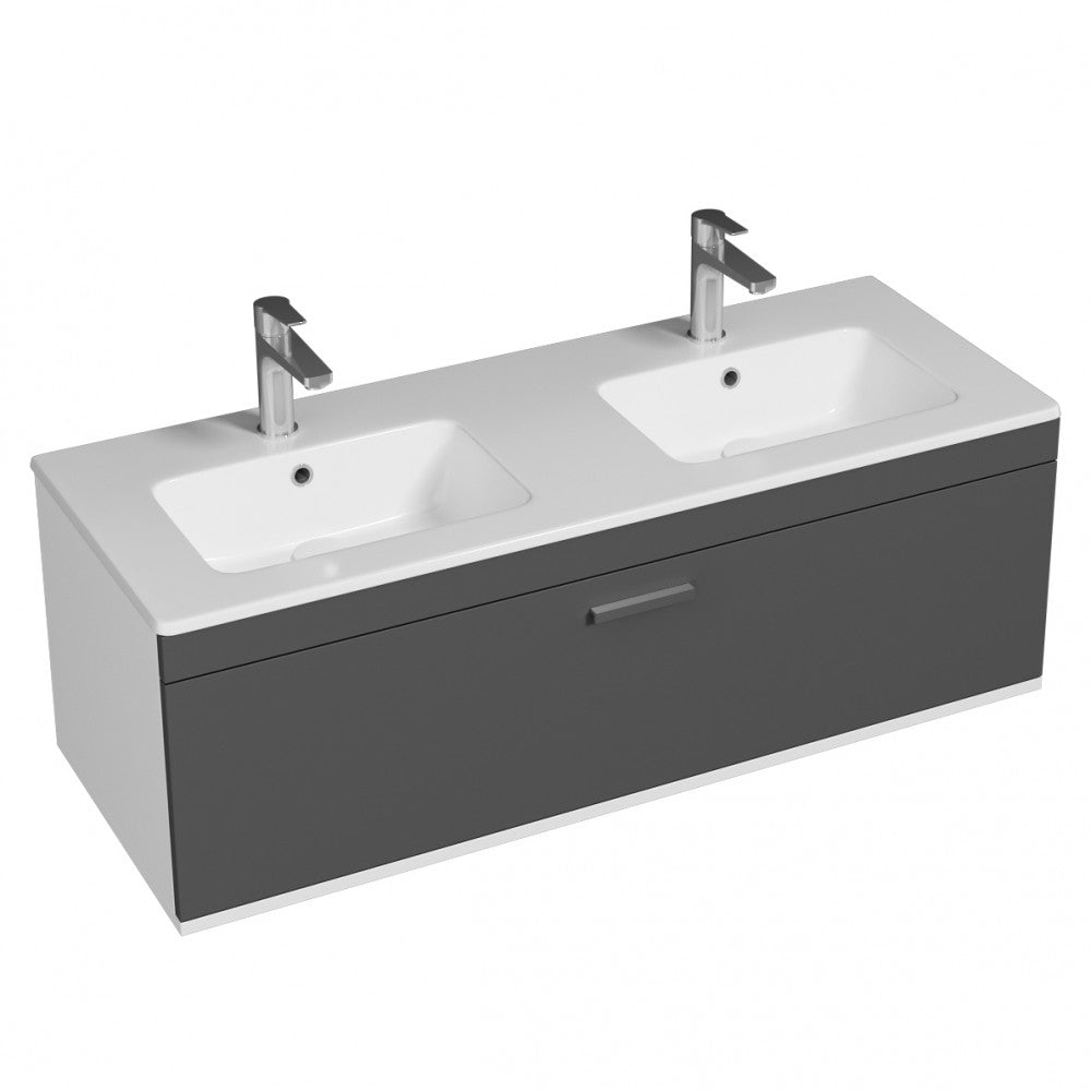Meuble double vasque Rubite 1 tiroir  120 cm + miroir cadre
