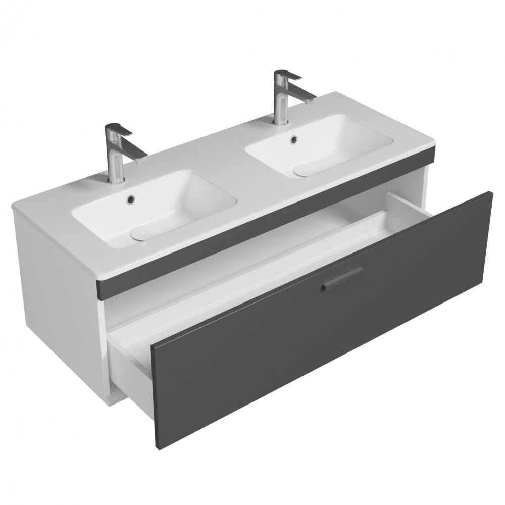 Meuble double vasque Rubite 1 tiroir  120 cm + miroir cadre