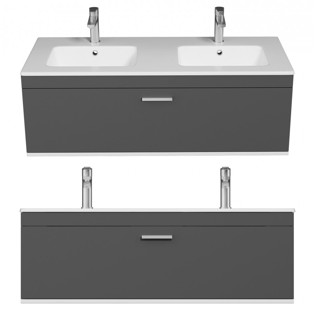 Meuble double vasque Rubite 1 tiroir  120 cm + miroir cadre