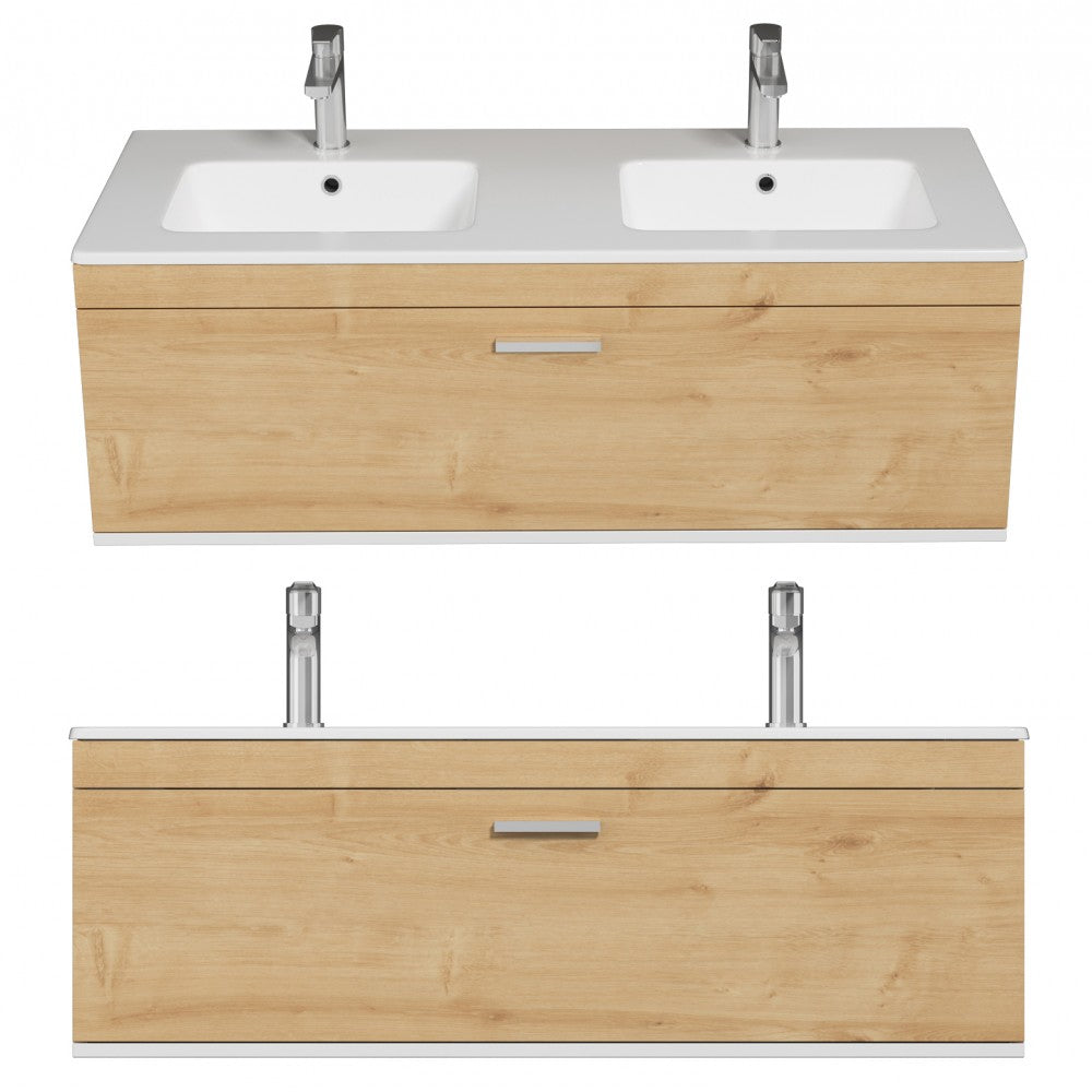 Meuble double vasque Rubite 1 tiroir  120 cm + miroir cadre