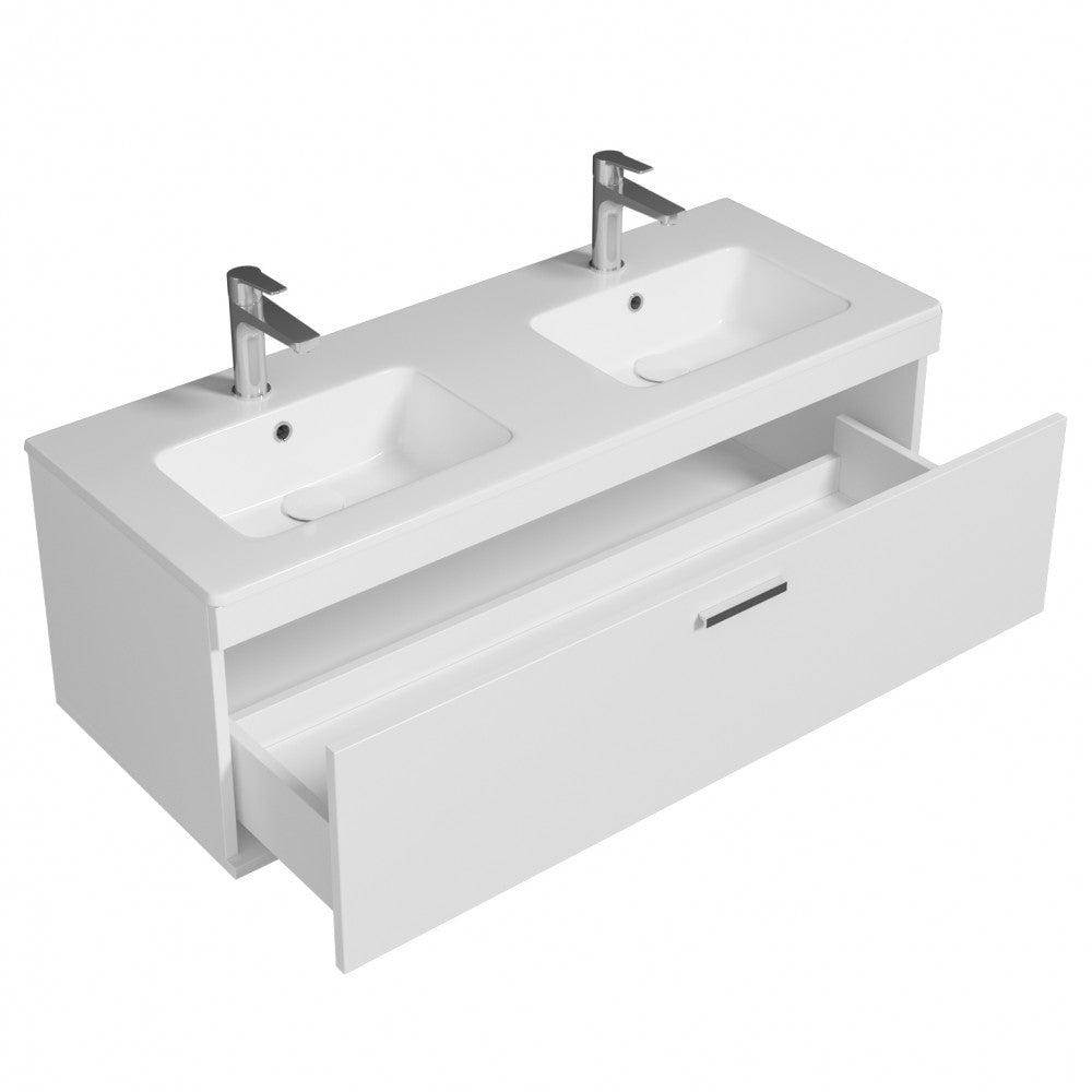 Meuble double vasque Rubite 1 tiroir  120 cm + miroir cadre