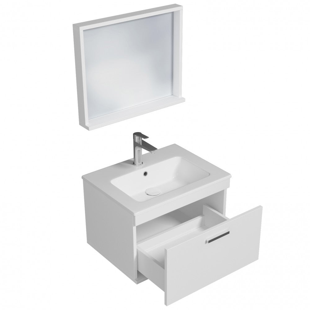 Meuble simple vasque Rubite 1 tiroir 70 cm + miroir cadre
